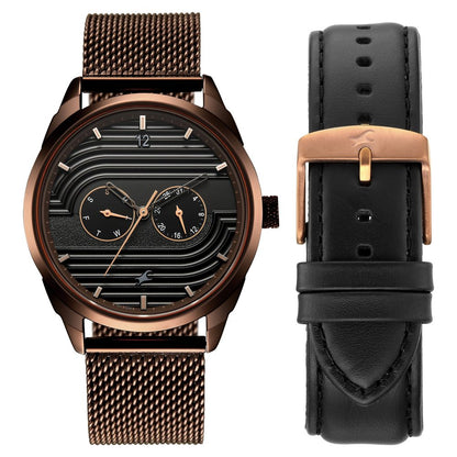 Fastrack 2X Edit Midnight Black Dial Interchangeable Strap Watch for Guys