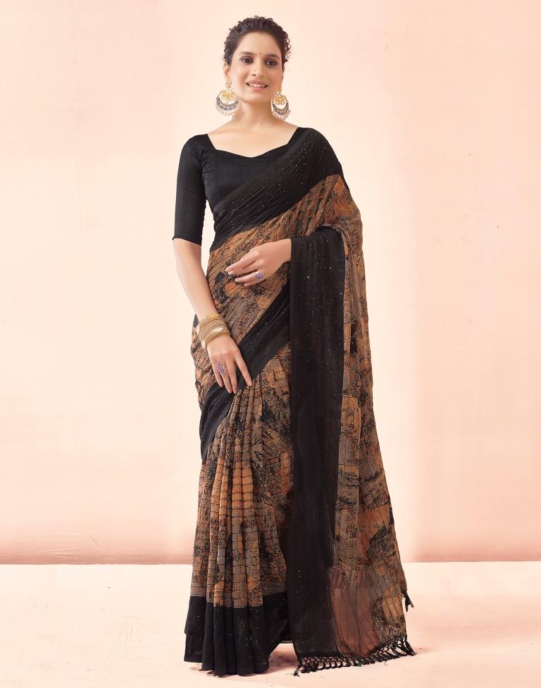 Sudathi Black Printed Georgette Saree