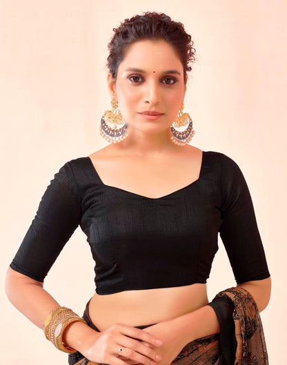Sudathi Black Printed Georgette Saree - PUSHMYCART