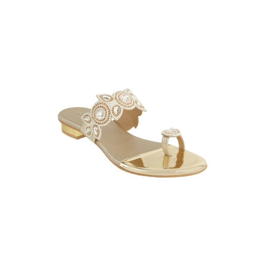 Mochi Off White Wedding Block Heel Kolhapuris for Women Style 35-1522