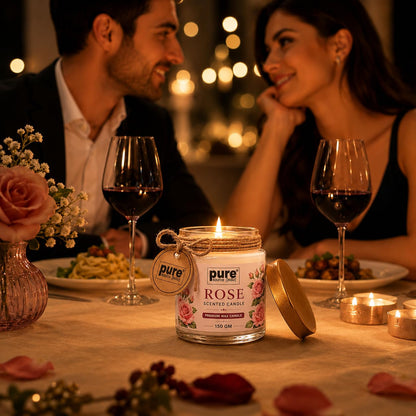 Pure Source India Luxury Festive Gift Box Hamper Rose Candles and Red Potpourri