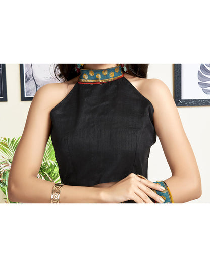 Sudathi Black Printed Chiffon Saree - PUSHMYCART