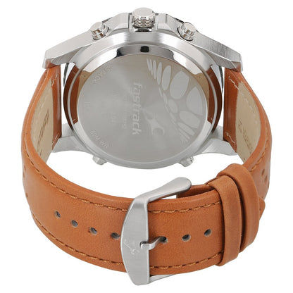 Fastrack Quartz Analog Digital Grey Dial Leather Strap Watch for Guys