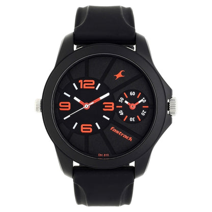 Fastrack Quartz Analog Black Dial Silicone Strap Watch for Guys