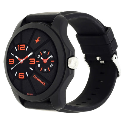 Fastrack Quartz Analog Black Dial Silicone Strap Watch for Guys
