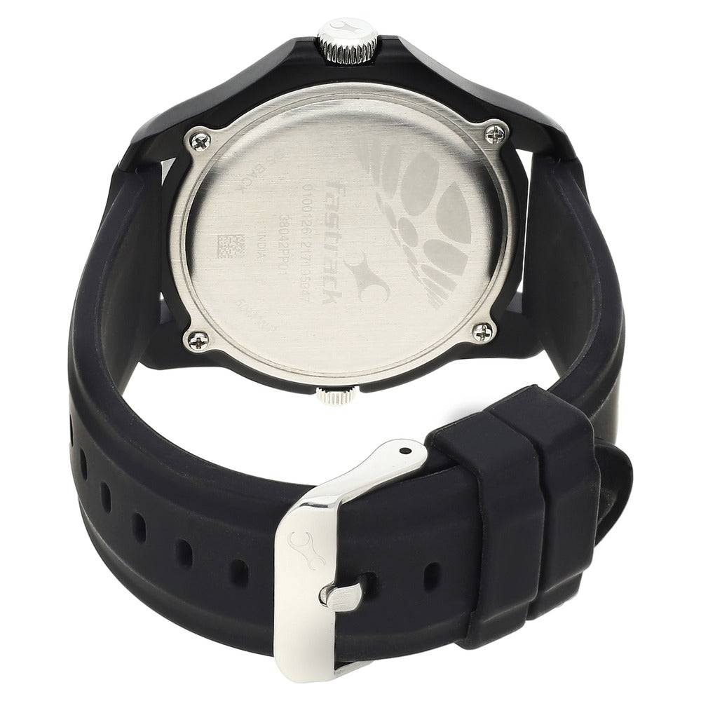 Fastrack Quartz Analog Black Dial Silicone Strap Watch for Guys