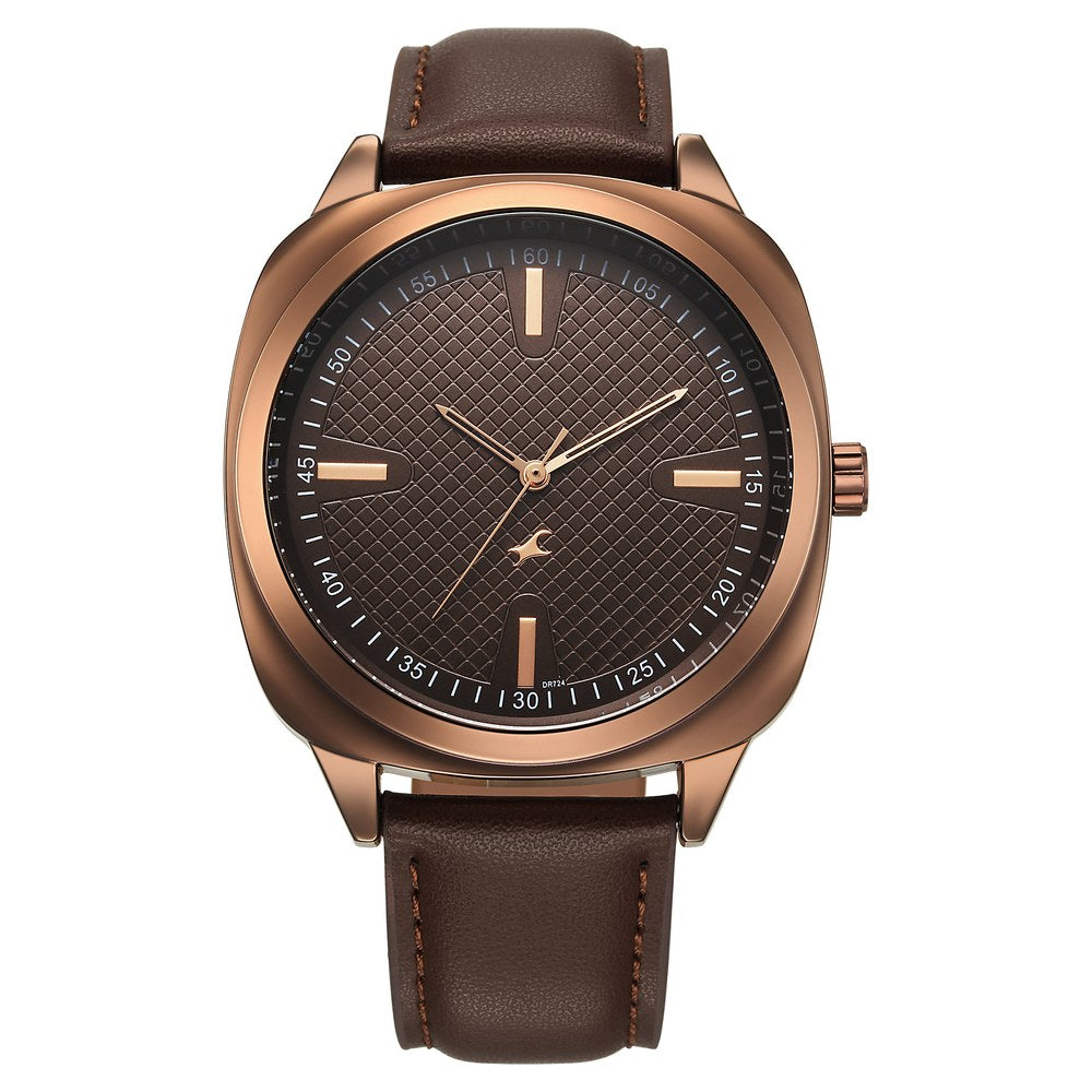 Fastrack Stunners X Quartz Analog Brown Dial Leather Strap Watch For Guys