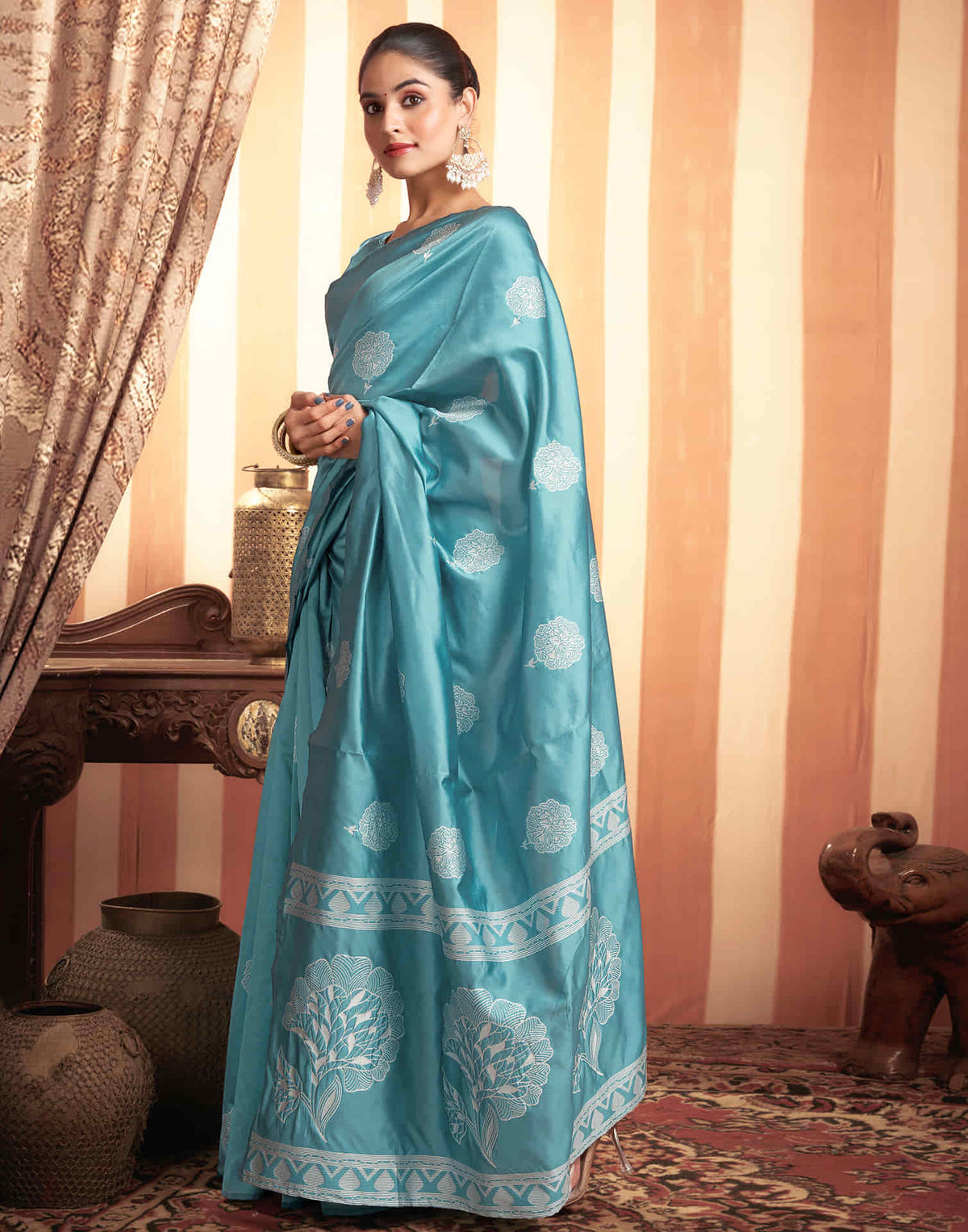 Sudathi Blue Woven Banarasi Silk Saree