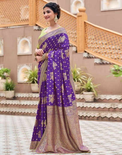 Sudathi Violet Woven Banarasi Silk Saree - PUSHMYCART