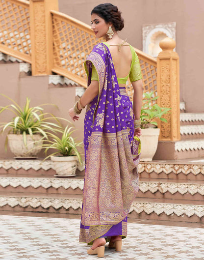 Sudathi Violet Woven Banarasi Silk Saree - PUSHMYCART