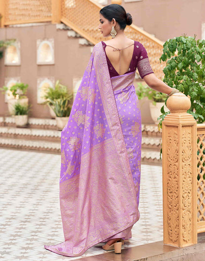 Sudathi Lavender Woven Banarasi Silk Saree - PUSHMYCART