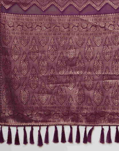Sudathi Wine Woven Banarasi Georgette Saree - PUSHMYCART