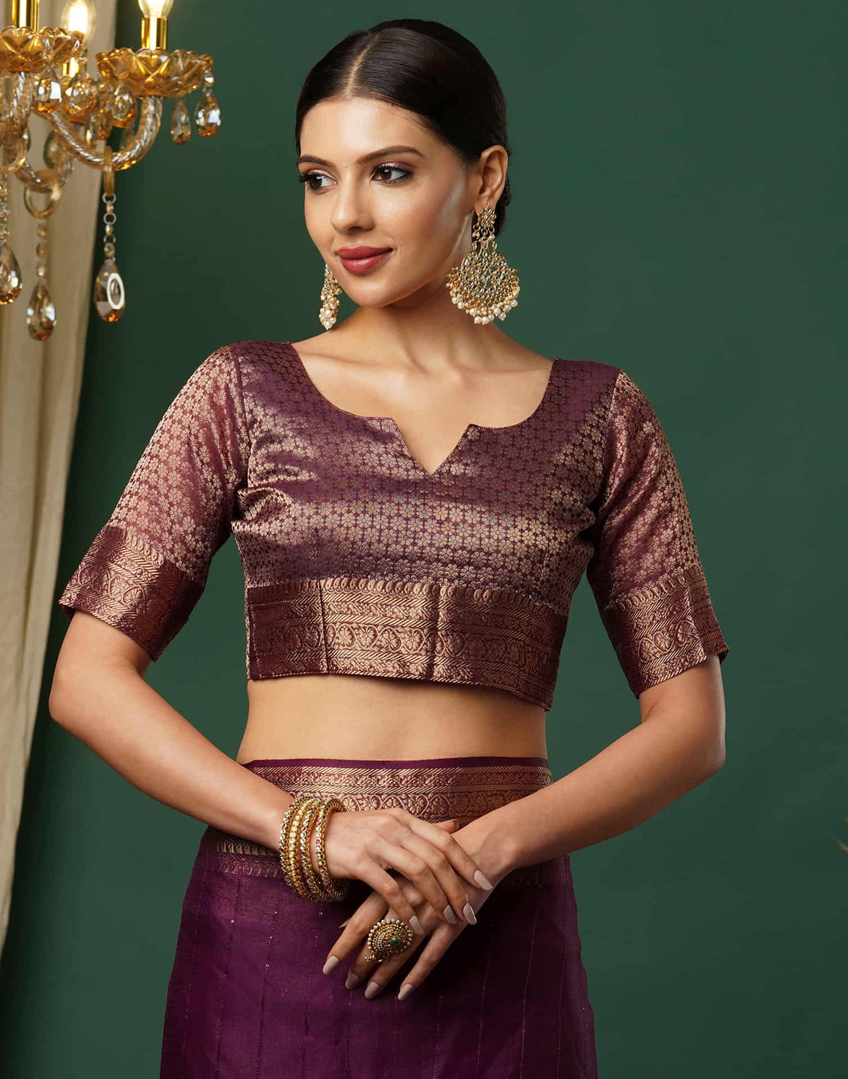 Sudathi Wine Woven Organza Saree - PUSHMYCART
