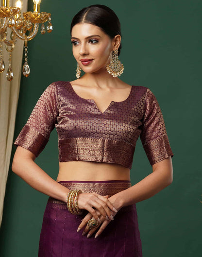 Sudathi Wine Woven Organza Saree - PUSHMYCART