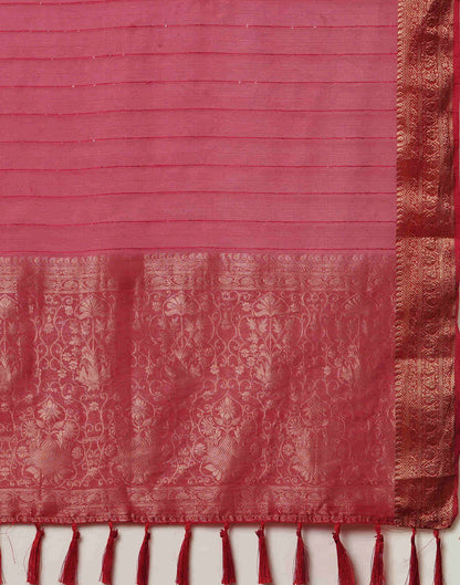 Sudathi Rani Pink Woven Organza Saree - PUSHMYCART