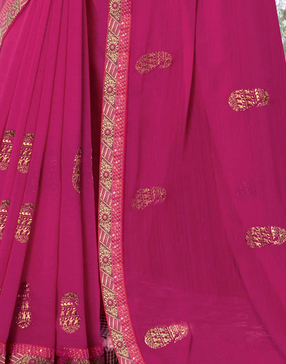 Sudathi Rani Pink Embroidery Georgette Saree - PUSHMYCART