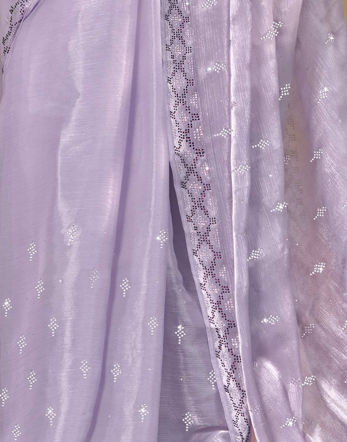 Sudathi Lavender Stone Work Embellished Silk Saree - PUSHMYCART