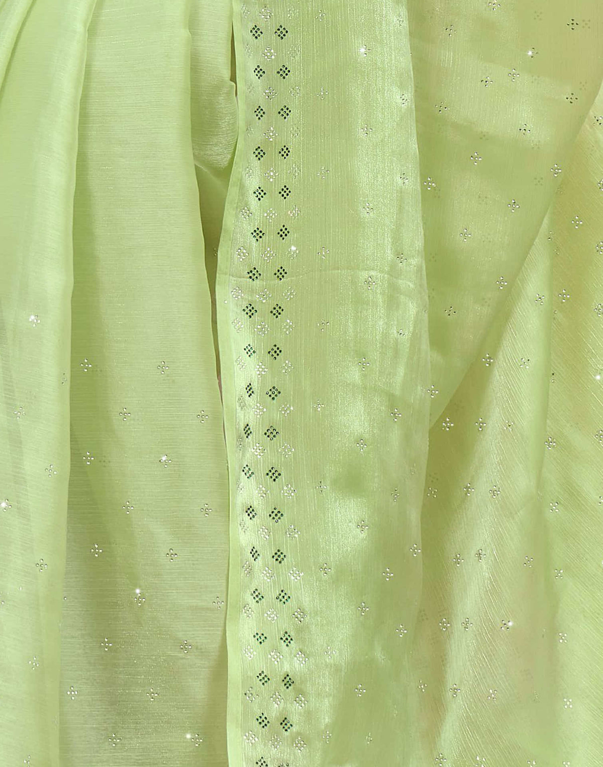 Sudathi Light Green Stone Work Embellished Silk Saree - PUSHMYCART