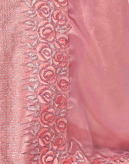 Sudathi Rose Pink Embroidery Silk Saree - PUSHMYCART
