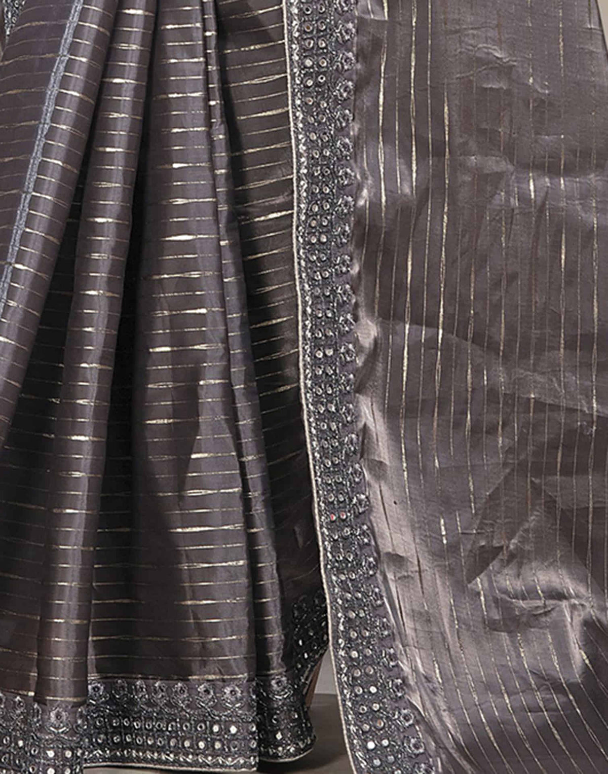 Sudathi Dark Dusty Mauve Embroidery Silk Saree - PUSHMYCART