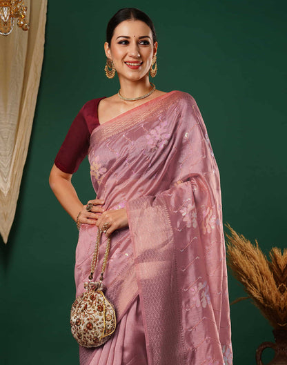 Sudathi Rose Pink Sequence Silk Saree - PUSHMYCART