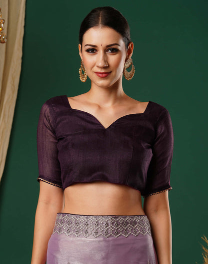 Sudathi Light Purple Embroidery Silk Saree - PUSHMYCART