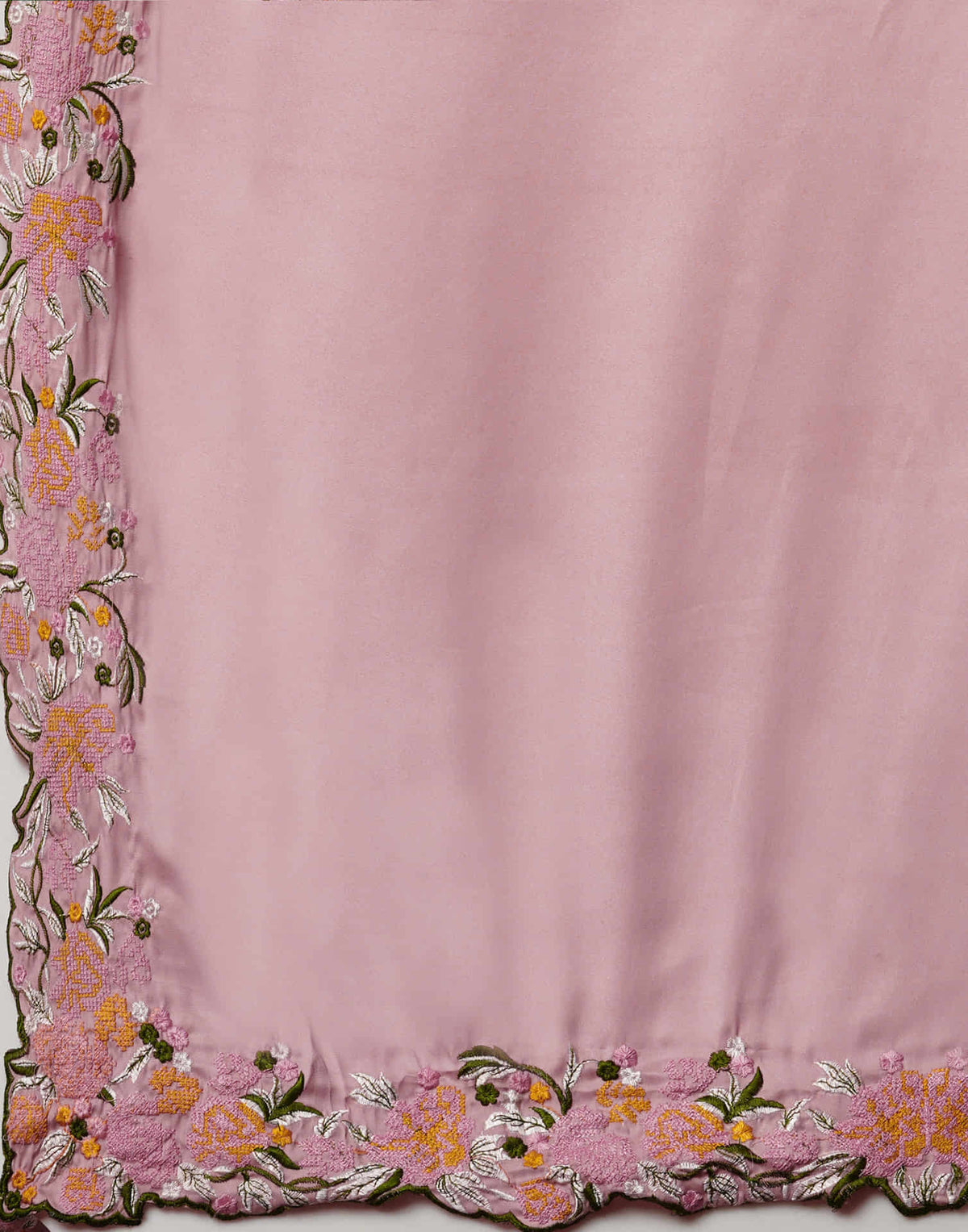 Sudathi Dusty Pink Embroidery Satin Saree - PUSHMYCART