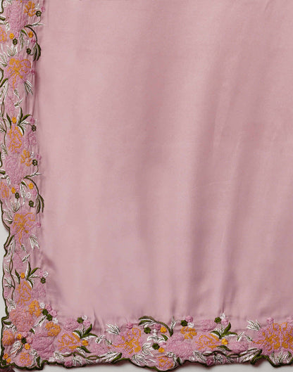 Sudathi Dusty Pink Embroidery Satin Saree - PUSHMYCART