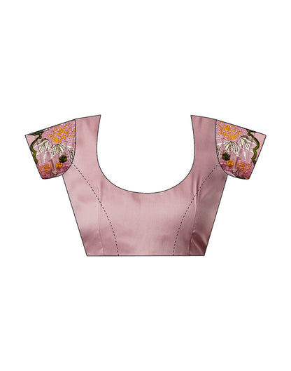 Sudathi Dusty Pink Embroidery Satin Saree - PUSHMYCART