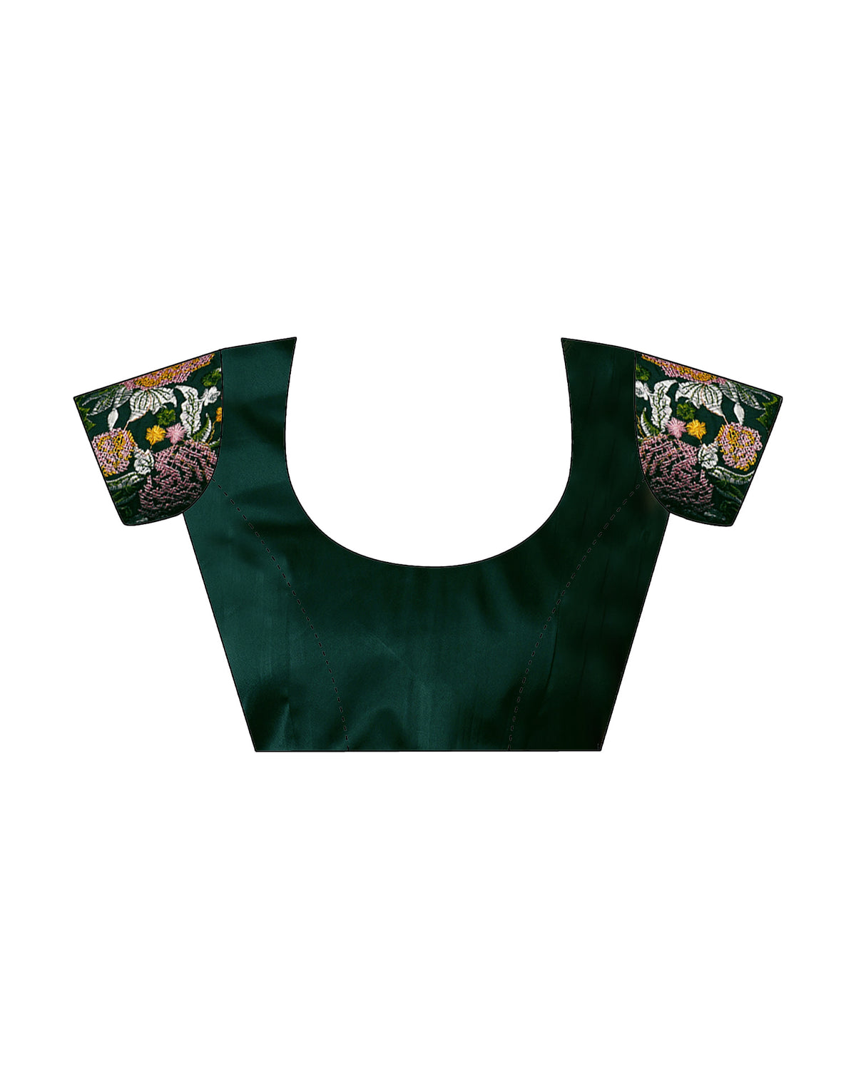 Sudathi Dark Green Embroidery Satin Saree - PUSHMYCART