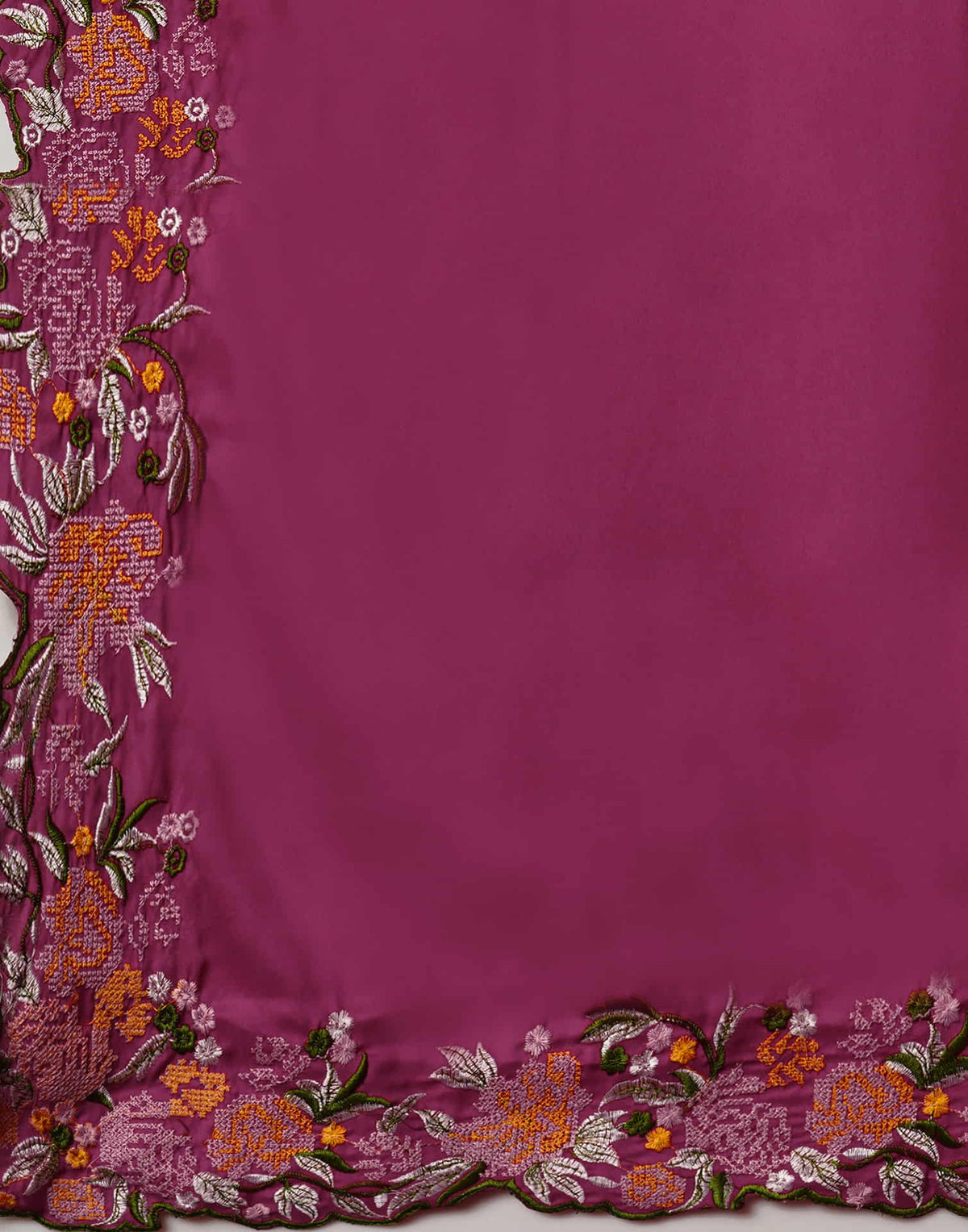 Sudathi Rani Pink Embroidery Satin Saree - PUSHMYCART