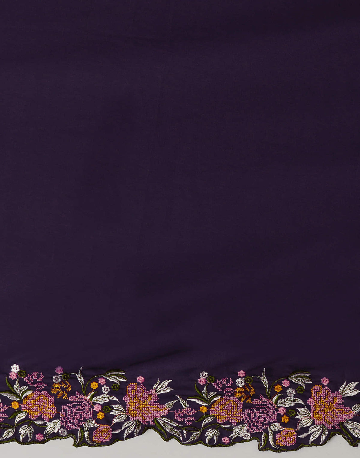 Sudathi Deep Purple Embroidery Satin Saree - PUSHMYCART
