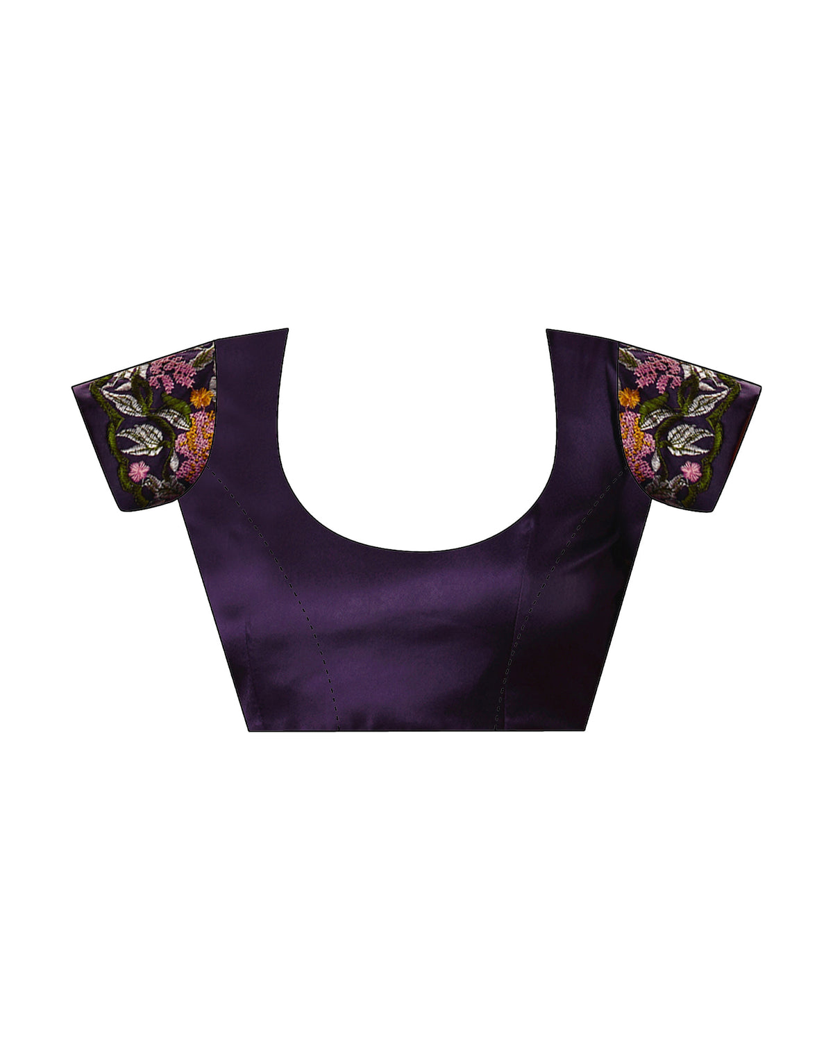 Sudathi Deep Purple Embroidery Satin Saree - PUSHMYCART