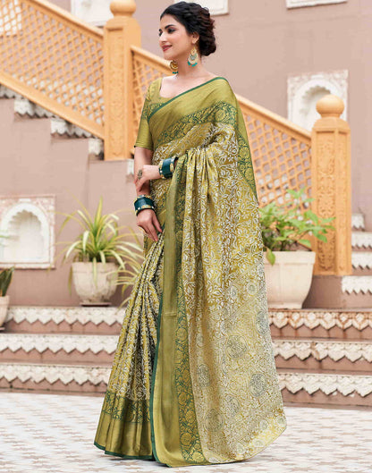 Sudathi Dark Green Woven Kanjivaram Silk Saree - PUSHMYCART