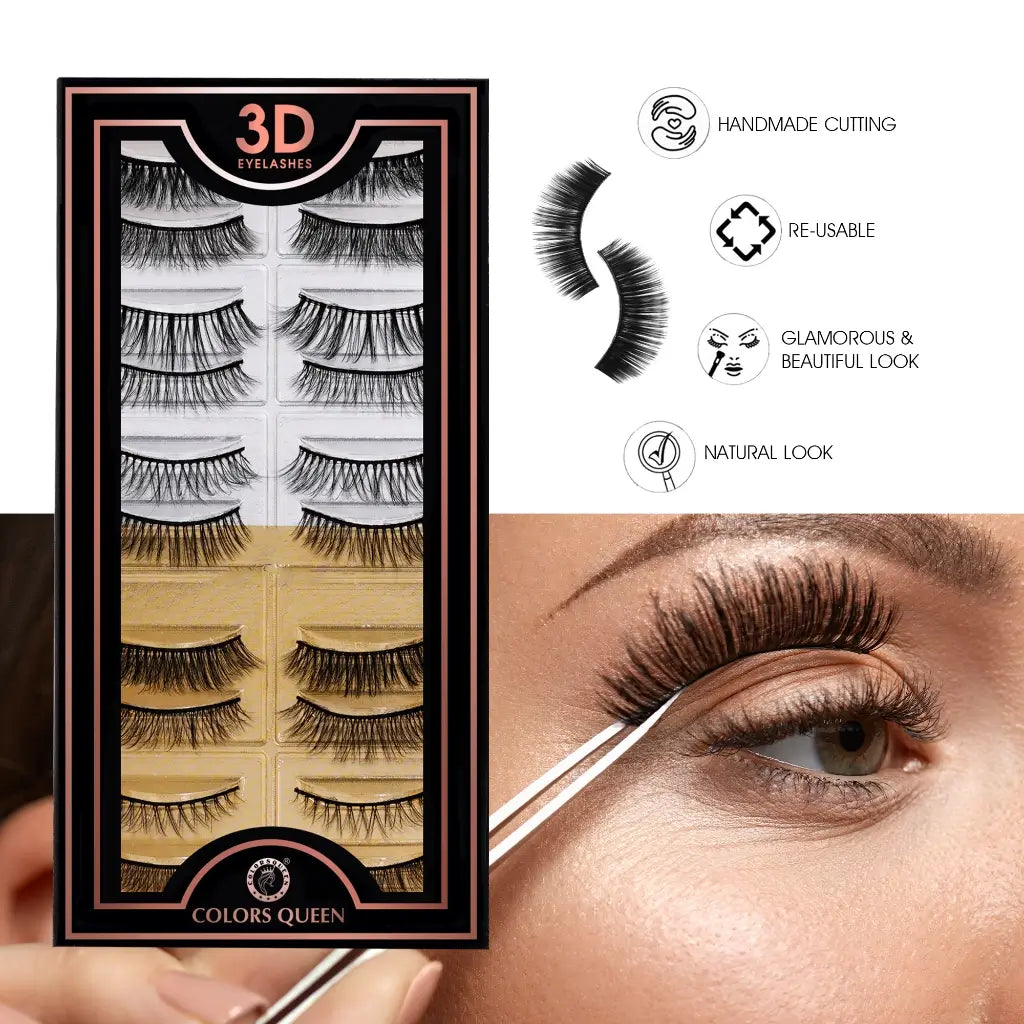 Colors Queen 3D Eyelashes - Pack Of 10