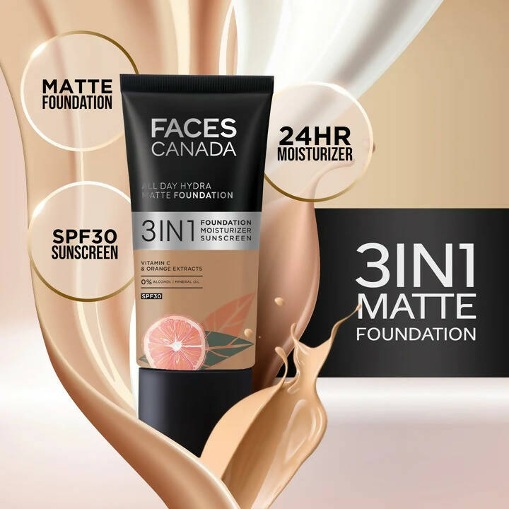 Faces Canada All Day Hydra Matte Foundation-Absolute Ivory 012 25 ml