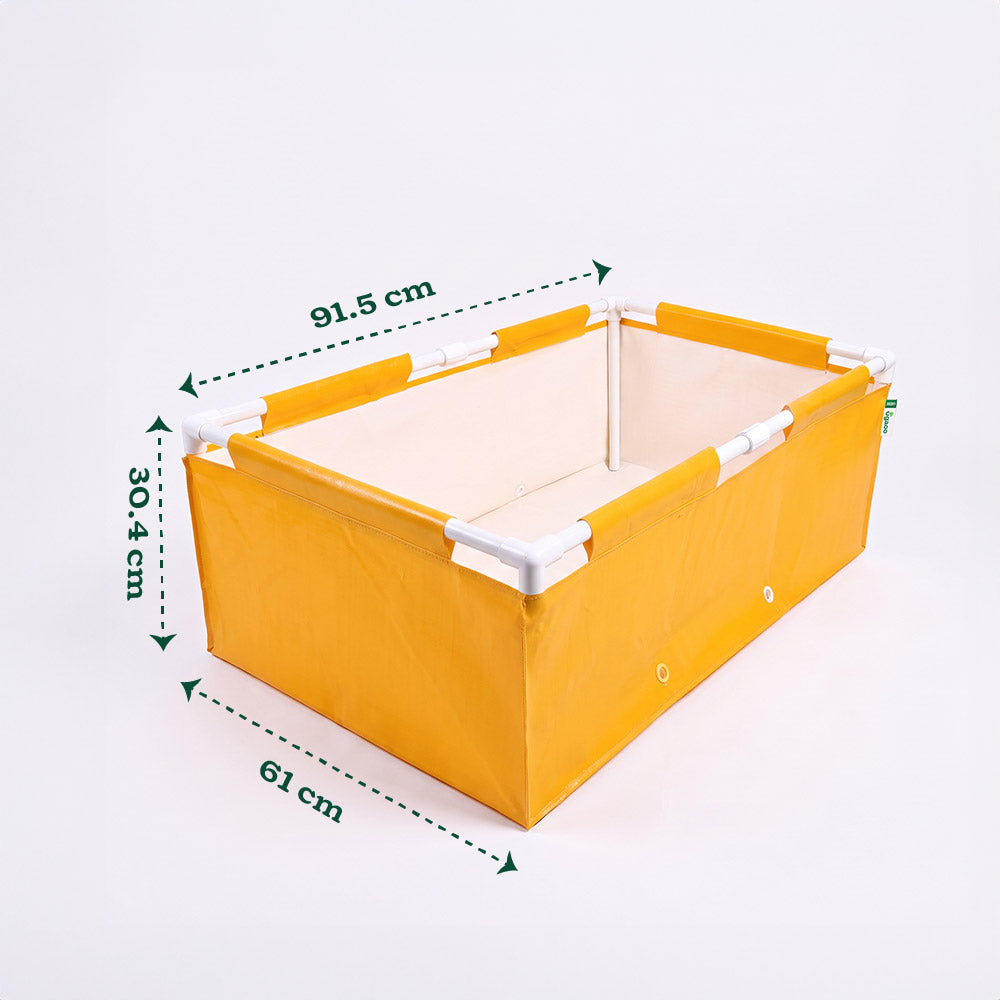 Ugaoo HDPE 360 GSM Rectangular Raised Grow Bag with Support Frame Yellow