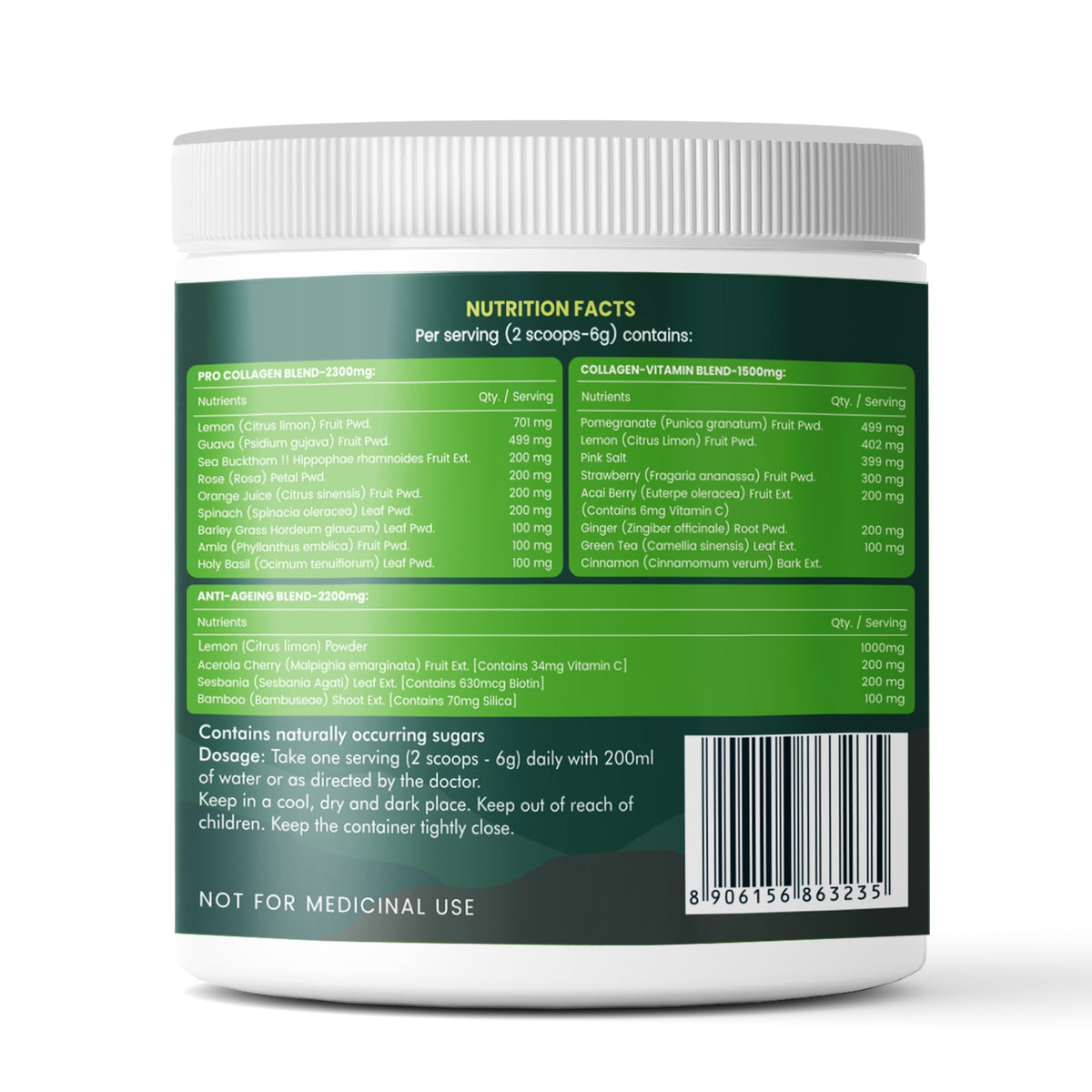 Organic Zing Plant Based Collagen Builder Powder Mix Berry Orange 200g