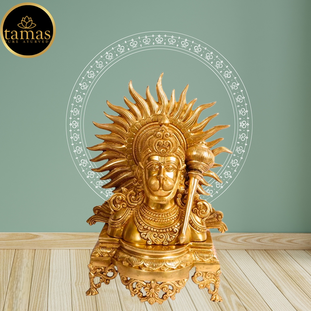 Tamas Brass Lord Hanuman ji Bust with Gada on Shoulder Murti - PUSHMYCART