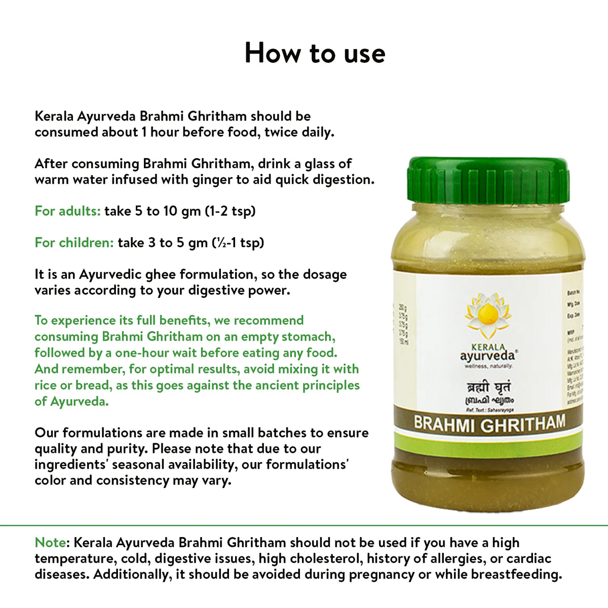 Kerala Ayurveda Brahmi Ghritham - PUSHMYCART