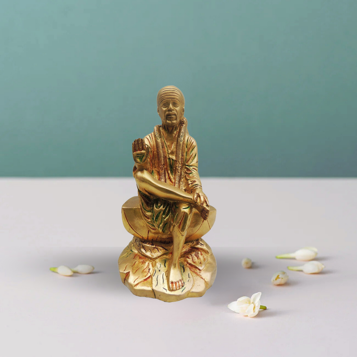 Brass Sai Baba Statue 2.14Kg - PUSHMYCART