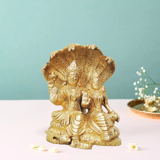 Brass Laxmi Naraine With Sheshnaag Statue 1Kg - PUSHMYCART