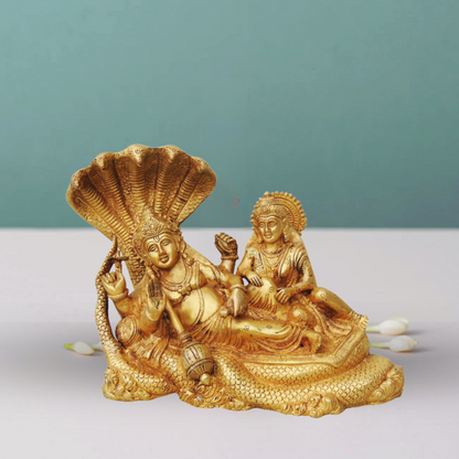 Brass Vishnu & Laxmi Ji With Shesnag Statue 7.22Kg - PUSHMYCART
