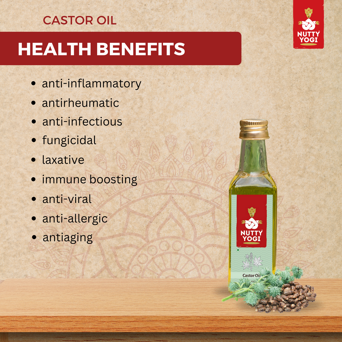 Nutty Yogi Cold pressed Organic Castor Oil 100g