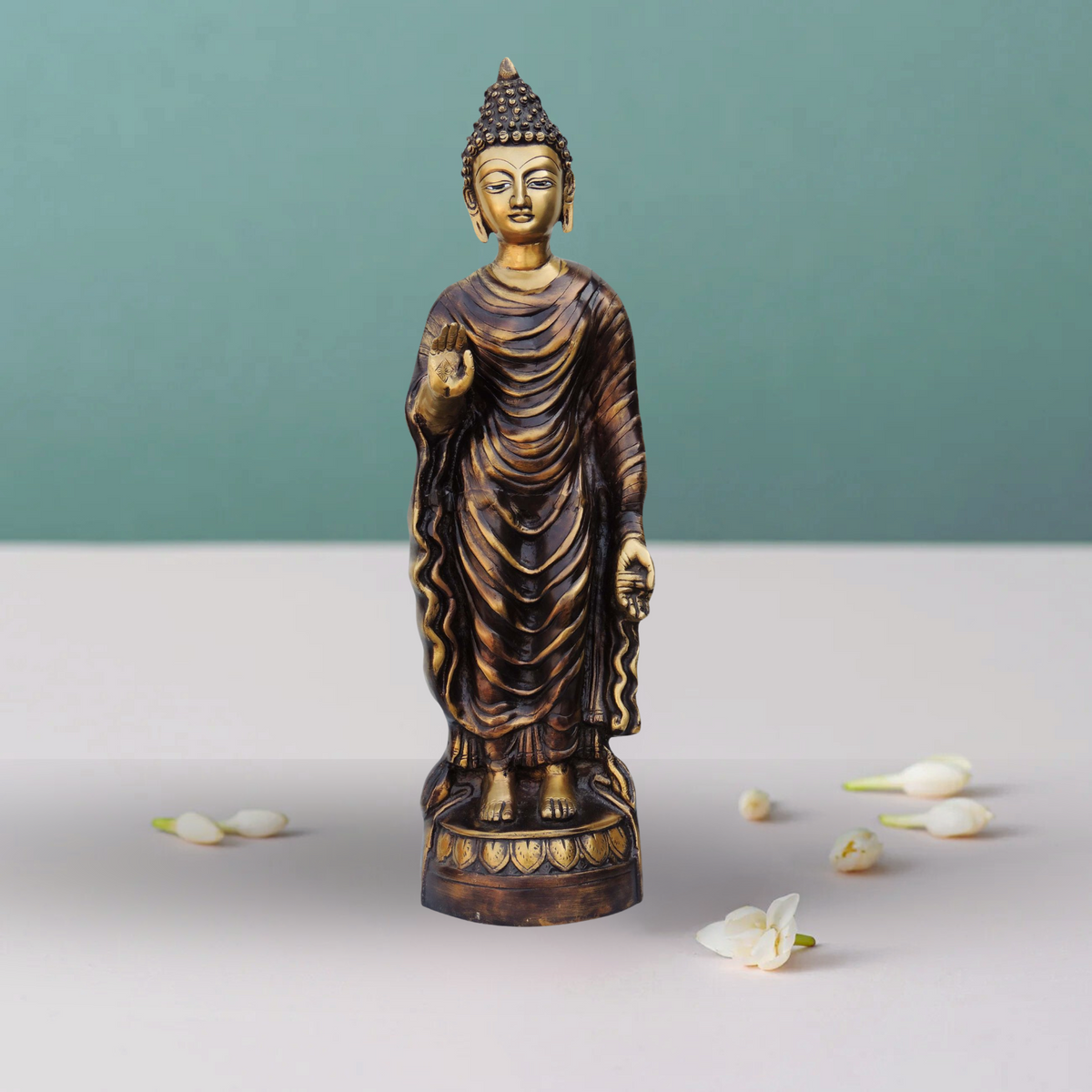 Brass Standing Budha Statue 10.38Kg - PUSHMYCART