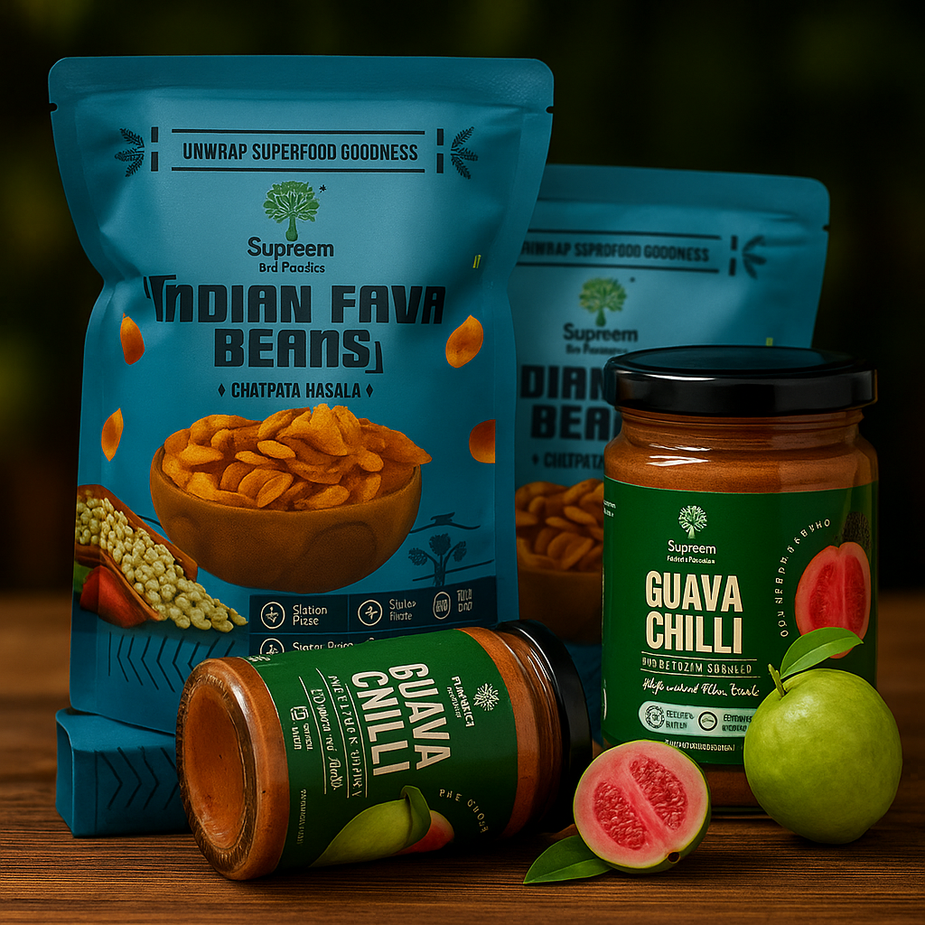 Supreem Super Foods Indian Fava Beans (Pack Of 2) + Guava Chilli Spread (Pack Of 2)