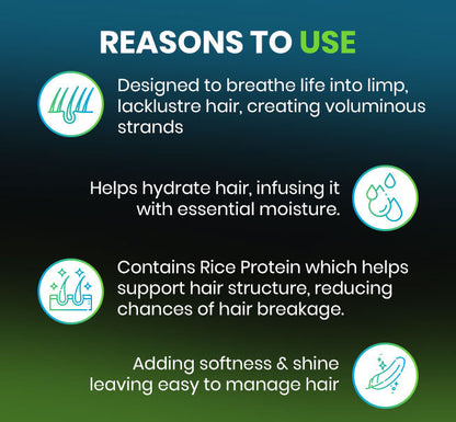 Tugain Essentials Volumizing Conditioner bottle, enhancing hair volume and shine with natural ingredients. - Image 4