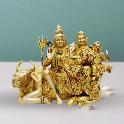 Brass Shiv Parivar With Nandi Statue 3.83Kg - PUSHMYCART