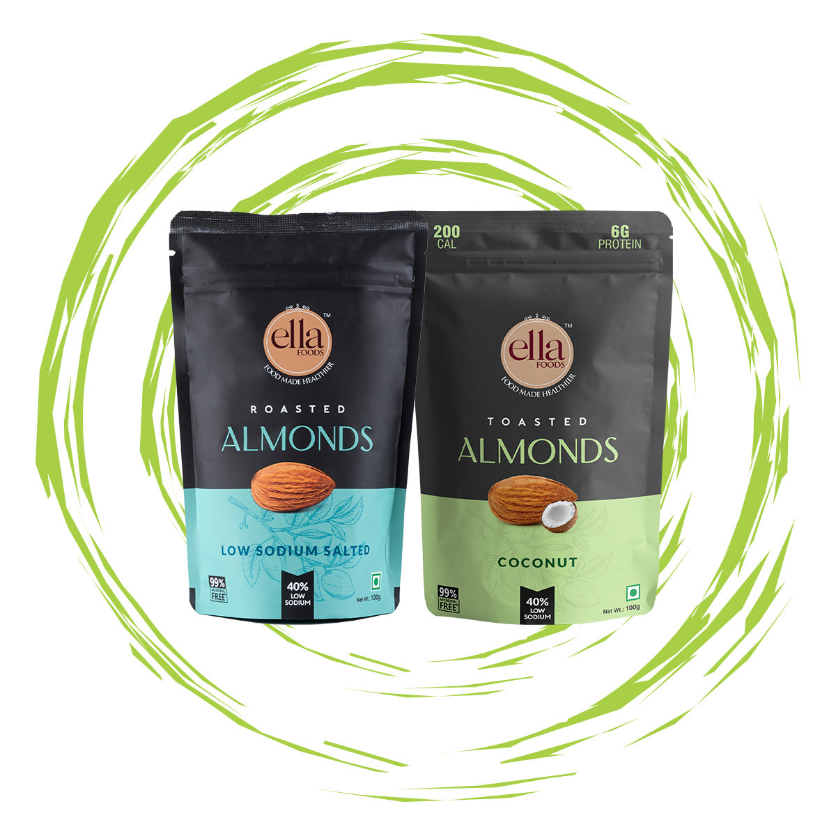 Ella Foods Salted Almonds & Coconut Toasted Almonds - PUSHMYCART