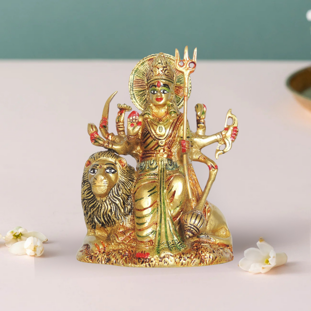Brass Goddess Durga Superfine Idol 1.36Kg - PUSHMYCART